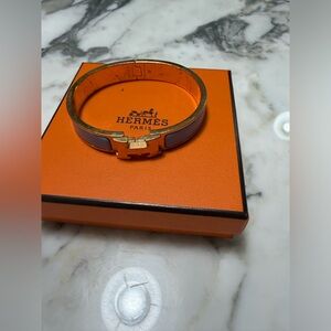Hermes Clic H Bracelet in Blue and Rose Gold